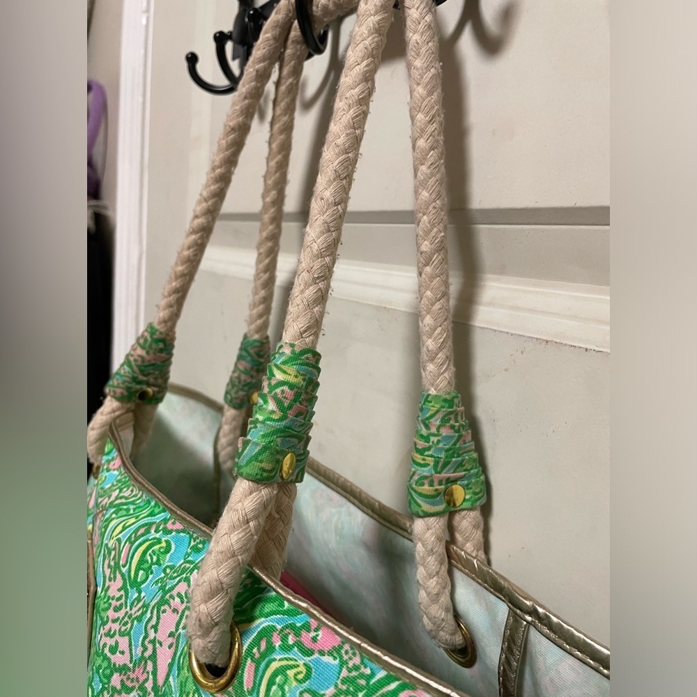 Lilly Pulitzer Green and Pink Tote Bag - Picture 6 of 13